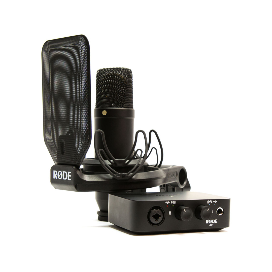 Rode Complete Studio Kit with AI-1 Audio Interface, NT1 Microphone, SMR Shockmount, and Cables